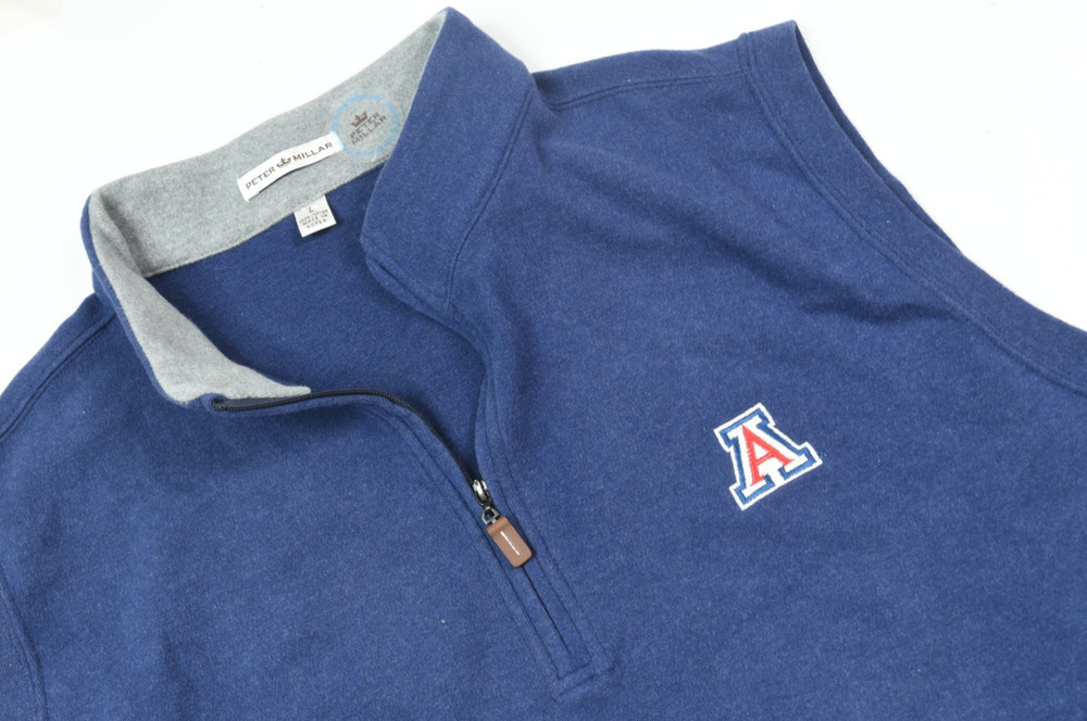 Peter Millar Arizona Wildcats Sweater Vest Mens Large Blue 1/4 Zip Pullover
